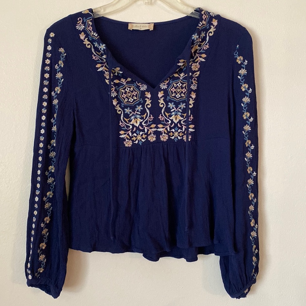 Altar’s State Navy Embroidered Blouse